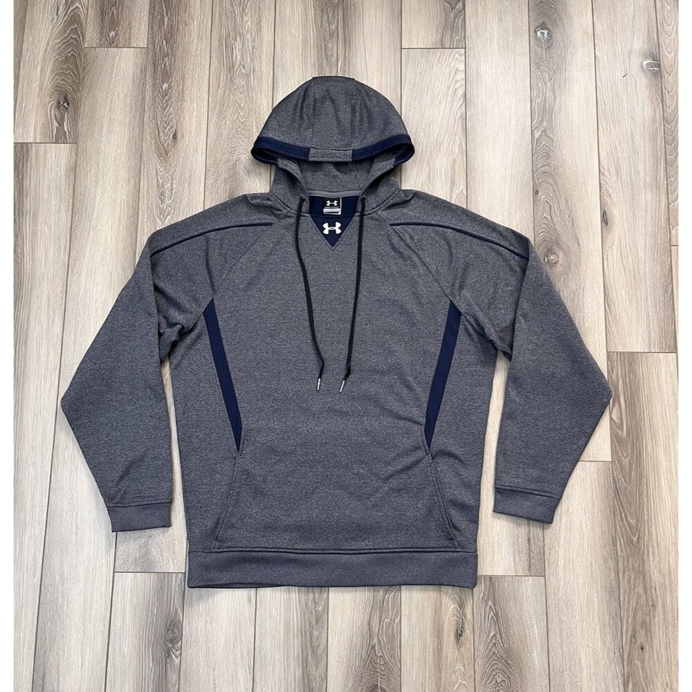 Under Armour Men's Hoodie Pullover Gray 100% Poyester Long Sleeve Size Large